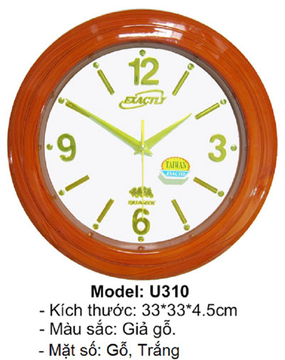 Đồng hồ treo tường  Model: U310